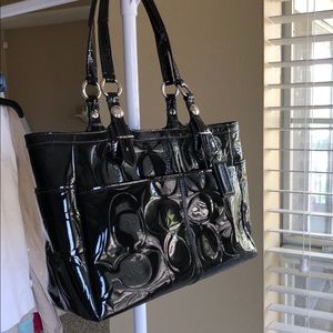 Coach Black Patent Leather Tote